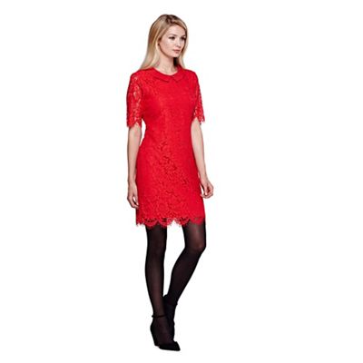 Yumi red Floral Lace Shift Dress